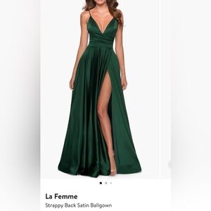 La Femme Strappy Back Satin Ballgown Size 10